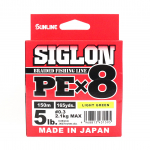 Sunline P.E Valas X8 Siglon 150M P.E 0.3 5LB Kalkinė Žalia (1595 m) laimo žalia spalva