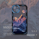 Estetinis Snow Mountain skaidrus telefono dėklas, skirtas iPhone 16 15 14 13 12 11 Pro Max X XR XS Prabangus skaidrus, mink&scaron;tas silikoninis smūgiams atsparus dangtelis iPhone 15 Pro Max
