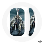 Souris Sans Fil Vikings S&eacute;rie Saison 6 Ragnar Lothbrok logo V Ep&eacute;e Gris Fond Brouillard