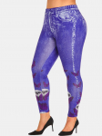 Rosegal Halloween Skull Butterfly 3D Print Plus Size Jeggings L violetinė