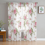 Rožinė Romanti&scaron;ka Prabangi Tiulio Užuolaida Moderniam Svetainės Virtuvės &Scaron;ifono Užuolaida Miegamajam Skaidri Valanso Užuolaida 135W x 137H(cm)