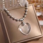 Raudonos &scaron;irdies pakabukas, vintažinis 80-ųjų estetinės meilės įkvėptas kaklo papuo&scaron;alas Naujos mados romanti&scaron;kas &scaron;irdelės karoliai moterims