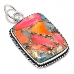 Natural Spiny Oyster Gemstone Handmade 925 Sterling Silver Pendant 2.21 r7z71