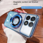 &bdquo;Xiaomi POCO X6 Pro C63 Case Soft Bling Glitter&ldquo; su žiedu magnetiniu plonu apsauginiu nugaros dangteliu, skirtu Xiaomi Note13 Pro K70E K70Pro For POCO X6 Pro mėlyna