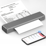 Ne&scaron;iojamas buitinis A4 formato popierinis terminis spausdintuvas per Bluetooth prijungiamas prie kompiuterio / telefono A4 mobilusis dokumentų spausdintuvas + 200 vnt spausdinimo popierius A4 version-210mm pilka