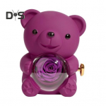 I&scaron;saugota rožinė apkabinimo me&scaron;kiuko dovana su &scaron;irdelės karoliais, pasukama amžina gėlė me&scaron;kiukas dovanų dėžutė žmona mama močiutė mergina Valentino dienos gimtadienio dovana violetinė