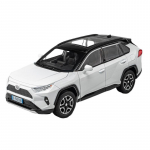 1/22 &bdquo;Toyota RAV4&ldquo; visureigio lydinio &bdquo;Diecast&ldquo; modelio automobilio žaislas, 6 durys gali būti atidarytos, atitraukite garsą ir lengvus transporto priemonių žaislai, kolekcionuojami daiktai, dovanos balta