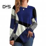 Moteri&scaron;ki geometriniai kratiniai spalvoti vir&scaron;ūnės O kaklo ilgomis rankovėmis sagos Dekoras Laisva palaidinė Laisvi Tunika Vir&scaron;utiniai 4XL žalia