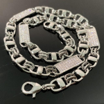 8 mm kvadratinė susikabinta kubieti&scaron;ko stiliaus grandinėlė vyrams Hip Hop grandžių grandinė aukso spalvos Bling cirkonis madingi roko papuo&scaron;alai 16inch