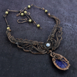 Sodalite, Larimar Gemstone Handmade Copper Wire Wrap Jewelry Necklace 18 n7n60