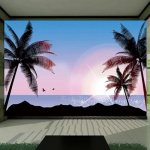 3D kokoso medžio freska, paplūdimys, jūros peizažas, madingas sienų dažymas, svetainė, televizorius, sofa, miegamasis, fono tapetai 200 cm(W) x 140 cm(H)