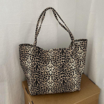 Madingas moteri&scaron;kas krep&scaron;ys Leopardo ra&scaron;tas Crossbody Bag rankinė Didelės talpos pirkinių krep&scaron;ys Paprasti drobiniai moteri&scaron;ki krep&scaron;iai 39x20x35cm leopardas