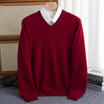 Vyri&scaron;kas merino vilnos megztinis V formos i&scaron;kirpte, užvelkamas, rudens-žiemos, ka&scaron;myrinis, &scaron;iltas, vienspalvis, trikotažinis, drabužiai, verslo, apatinis, mink&scaron;ti vir&scaron;utiniai L