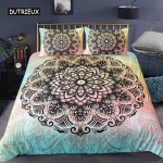 Bohemi&scaron;kas 2/3 dalių Boho Mandala patalynės komplektas Viengulio Karalienės Karali&scaron;ko dydžio antklodė Antklodės užvalkalas ir pagalvės užvalkalas Mink&scaron;tūs patalai AU King(245x210cm)