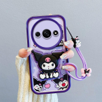 KEYSION Smūgiams atsparus dėklas Redmi A3 A3X su dirželiu, mink&scaron;tas silikoninis mielas 3D animacinis telefono galinis dangtelis Xiaomi POCO C61 for Redmi A3