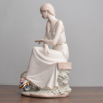 Keramikos mergaitės figūrėlės &scaron;uns statula Eleganti&scaron;ka rankomis dažyta ornamento meno skulptūra vakarėlio reikmenims