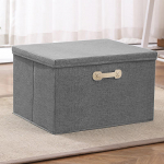 Ne&scaron;iojama medvilnės ir lino laikymo dėžė su dangčiu drabužiams ir žaislams, sulankstomas spintelės organizatorius Extra Large 46x36x28 cm