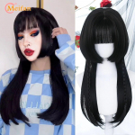 Sintetinis ilgas ombre spalvingas Cosplay perukas Lolita Harajuku su kirpčiukais Natūralūs banguoti Helovino rožiniai purpuriniai mėlyni kasdieniai perukai 63