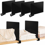 Akrilo skaidraus lentynų pertvaros spintos lentynos spintos skyriklis Tvarkyklės miegamojo virtuvei biure black 6pcs