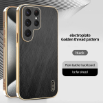 Prabangus dengtas bambuko &scaron;ilko apsauginis dėklas &bdquo;Samsung Galaxy S25 S24 S23 A56 A36 A06&ldquo; itin plonam odiniam smūgiams atspariam galiniam dangteliui For Galaxy S21 juoda