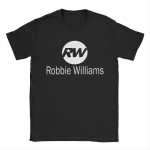 Vintažiniai Robbie Williams Gyvai 2025 Koncerto Mar&scaron;kinėliai Vyrams O formos i&scaron;kirptė Grynos medvilnės Mar&scaron;kinėliai RW Dainininkas Trumpomis rankovėmis Mar&scaron;kinėliai Dovana atributika S juoda