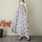 Berankovių Didesnio dydžio medvilninės vintažinės gėlėtos suknelės moteri&scaron;kos laisvalaikio laisvos ilgos vasarinės suknelės L