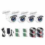 1080P 4 vnt. HD TVI apsaugos kameros lauko vidinės oro sąlygoms atspari kulkos formos stebėjimo kamera analoginei CCTV DVR sistemai, EU ki&scaron;tukas Black(4 Pcs Camera)