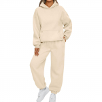 Moteri&scaron;ki 2 dalių komplektai su gobtuvu, megztinio kostiumo komplektai, dideli megztiniai Baggy Fall Fashion sportiniai kelnės su ki&scaron;enėmis 4XL chaki