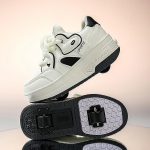 Vaikų sportiniai bateliai su ratukais Keturratės sportinės avalynės Ratukai Skate Galima nuimti Studentų Skate Sportbačiai Batai 31 balta/juoda