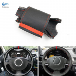 For Renault Megane 2 2003 2004 2005 - 2008 Kangoo 2008 Scenic 2 2003 - 2009 Car Steering Wheel Leather Cover Black with red