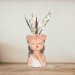 Female Pot Flower Pots Vase Statue er W/ Drainage Hole Arrangement, Gardening White Skirt