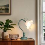 Vintažinė naktinė lempa, Gėlių lempa, Svetainės dekoravimo lempa, (spalva: Žalias)E26LED Ap&scaron;vietimas, Reguliuojamo Kampo Lempa lamp žalia