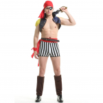 Vyri&scaron;kas piratas, Helovino kostiumas, Karibų piratų &scaron;ou kapitono cosplay kostiumas cos uniforma M juoda