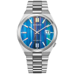 CITIZEN Mechaninis laikrodis su datos rodikliu CITIZEN COLLECTION TSUYOSA 40mm Gradiento metalo Automatinis Mėlynas sekundinis Sidabrinis Vyri&scaron;kas Ciferblatas, NJ0151-53W, Apyrankė,