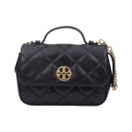 Tory Burch TB-Willa Vienspalvė dygsniuota rankinė su atvartu ir grandinėle, magnetiniu užsegimu, odinė, kvadratinė, ne&scaron;iojama ant peties arba per kūną, moteri&scaron;ka rankinė, juoda 153399-001 Basic Set (Bag+Dust Bag)