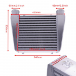 R-EP Interkuleris Universalus 280x280x76mm Aliuminio &Scaron;alto Oro Įsiurbimo Radiatorius 2,5 colio Įleidimo Anga 63mm I&scaron;leidimo Anga Turbo Automobiliui