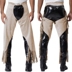 Vyri&scaron;kos Vintažinės Kauboji&scaron;kos Kelnės su Diržais Reguliuojamos Sagtys Atviras Klynas Skeltas Kutais Suede Kelnės Helovinui ir Vakarų Cosplay (S-3XL) 3XL smėlis