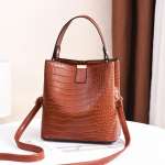 Crocodile Bucket Bag Rankinė Moteri&scaron;kas Krep&scaron;ys Madingas Moteri&scaron;kas Vieno peties Krep&scaron;ys 20x14x22cm geltona