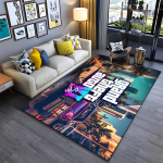 Grand Theft Auto VI Neoninis miesto peizažas Dizainas Neslystantis kilimėlis tinka svetainės ir miegamojo sofoms 120x160cm( 47x62in )