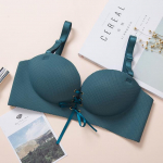 Seksualios liemenėlės Push Up pamink&scaron;tintos liemenėlės moterims Besiūlės bralette liemenėlės apatinis apatinis trikotažas Deep V Bowknot 85B žalia