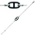 Les Tr&eacute;sors De Lily [L4622] - Bracelet Argent 'Maille Marine' noir argent&eacute; (rhodi&eacute;) - 18x10 mm