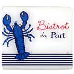 Les Tr&eacute;sors De Lily [A2466] - Dessous de plat verre 'Bistrot du Port' bleu blanc (homard) - 20x20 cm mėlyna