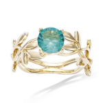 Bague Plaqu&eacute; Or 'Sissi' vert dor&eacute; - pierre 6 mm