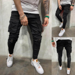 Vyri&scaron;kos mados solidžios džinsinės kelnės Distressed džinsai Ilgos kelnės Streetwear