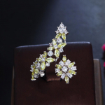 CMM juvelyriniai blizgūs kubiniai cirkonio oksidai, reguliuojami lapų gėlės žiedai dideliems pir&scaron;tams moterims sidabras