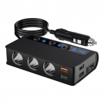 Automatinis lizdo žiebtuvėlio skirstytuvas, 180 W QC 3.0 automobilinis 12 V / 24 V įkroviklis su 3 lizdais Max 6.6 A 4 prievadų greito įkrovimo USB, nepriklausomi jungikliai ir įtampos ekranas