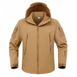 Vyri&scaron;ka taktinė striukė sniego slidinėjimo striukė Vandeniui atsparus Softshell kelių ki&scaron;enių paltas 3XL chaki