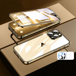 360&deg; metalinis magnetinės adsorbcijos dėklas, skirtas iPhone 16 15 14 Plus 13 12 11 Pro Max originalus purpurinis metalo lydinio rėmas, dvipusis stiklo dangtelis For iPhone 12 Pro Max