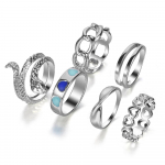 6 žiedai / rinkinys Bohemian Jewelry Dovanų žiedų rinkinys Gyvatė atverianti meilė Dovanų vakarėlis Moteri&scaron;kas žiedas sidabras