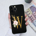 Apple iPhone 13 14 15 Pro Max X XS XR SE telefono dėklo dangtelis skystas mink&scaron;tas matinis silikonas, atsparus smūgiams, gėlių raidės iPhone korpuso buferiui iPhone X